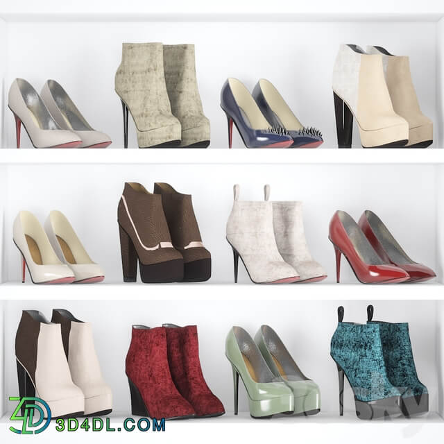 Woman shoes set 2 Footwear 3D Models