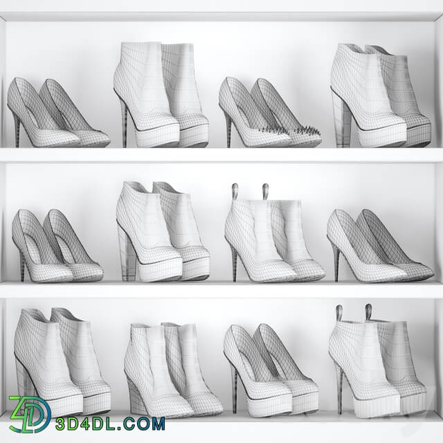 Woman shoes set 2 Footwear 3D Models