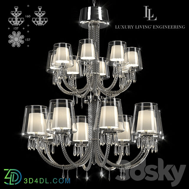 Le Notre Chandelier 16 lights Pendant light 3D Models