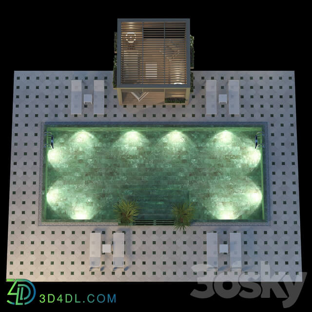 Wooden Gazebo And Swimming pool 4 Other 3D Models