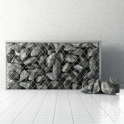 Gabion of rock stones Fence 3D Models 