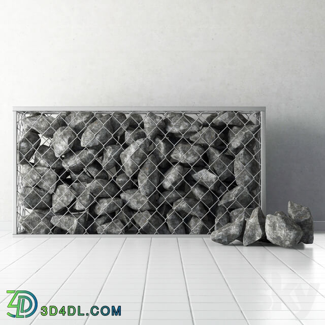 Gabion of rock stones Fence 3D Models