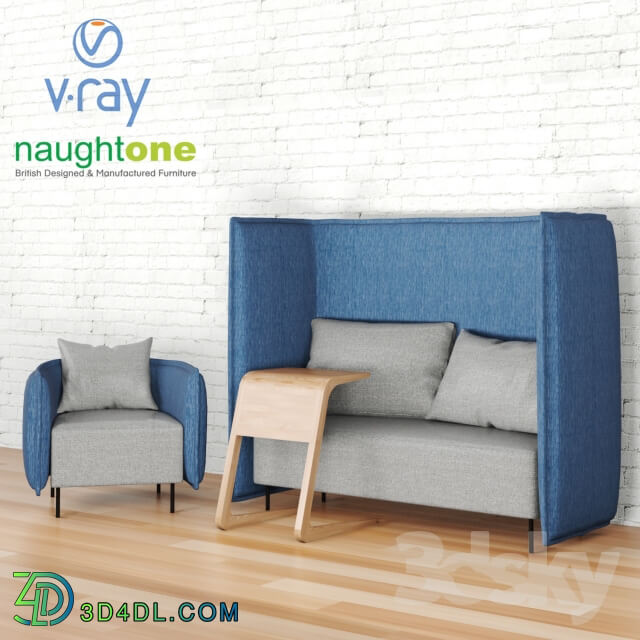 Set Naughtone Cloud sofa armchair and Riley table