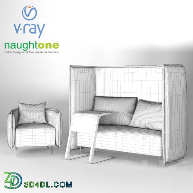 Set Naughtone Cloud sofa armchair and Riley table