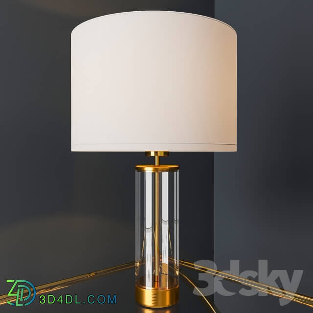 Acrylic Column Table Lamp Antique Brass