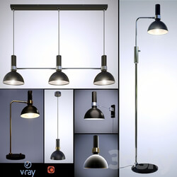 Set Larry fixtures MARKSLÖJD Sweden company. Pendant light 3D Models 