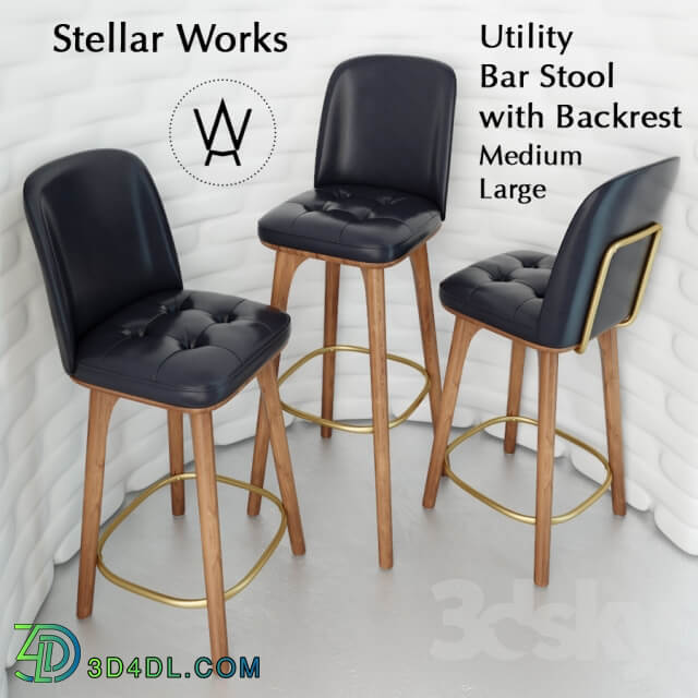 Utility Bar Stool with Backrest