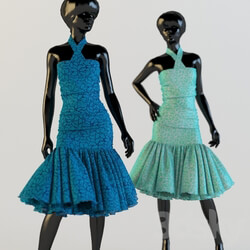 Dress on a mannequin in 2 positions Clothes 3D Models 