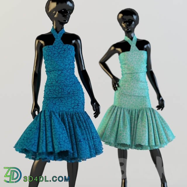 Dress on a mannequin in 2 positions Clothes 3D Models