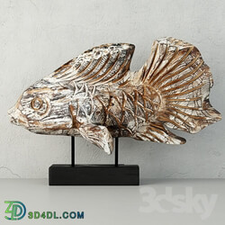 Other decorative objects Hand Carved Driftwood Fish On Stand 