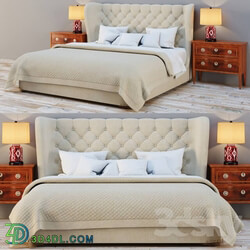 Bed RH CHURCHILL FABRIC SLEIGH BED 