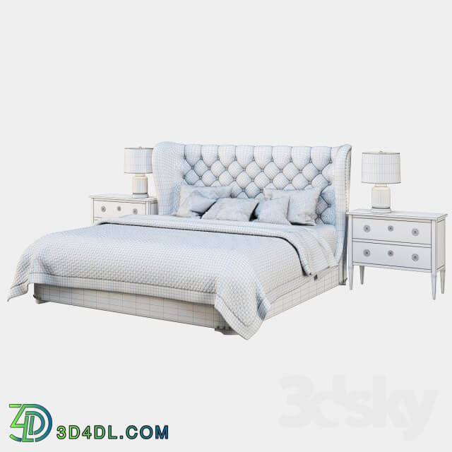 Bed RH CHURCHILL FABRIC SLEIGH BED