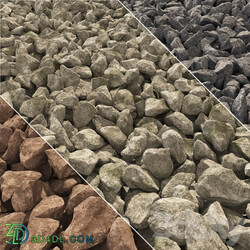 Stone gravel road Road from gravel 3D Models 