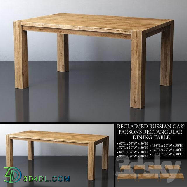 RECLAIMED RUSSIAN OAK PARSONS RECTANGULAR DINING TABLE