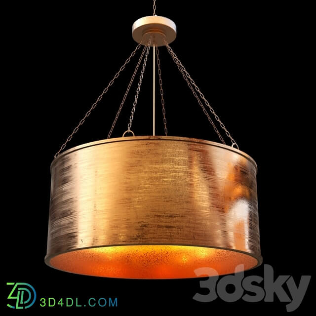 luxe patina metal drum shade pendant Pendant light 3D Models