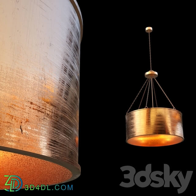 luxe patina metal drum shade pendant Pendant light 3D Models