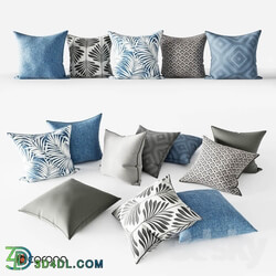 Decorative Pillows Gray and Blue Set 