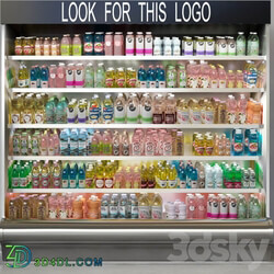 Refrigerator in the supermarket with juices and lemonades 3D Models 