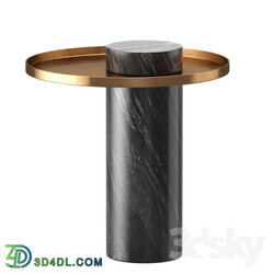 Pillar Side Table in Black Marble Brushed Gold design by Nuevo 