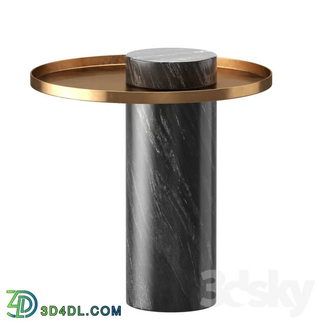 Pillar Side Table in Black Marble Brushed Gold design by Nuevo