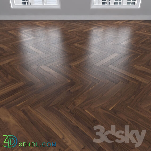 Wood Parquet American walnut 3 types herringbone linear chevron.