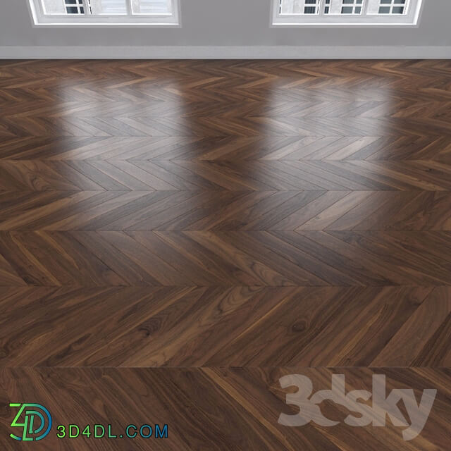 Wood Parquet American walnut 3 types herringbone linear chevron.