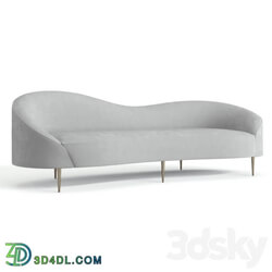 Curvo Light Gray Velvet Sofa 