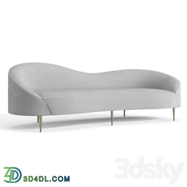 Curvo Light Gray Velvet Sofa