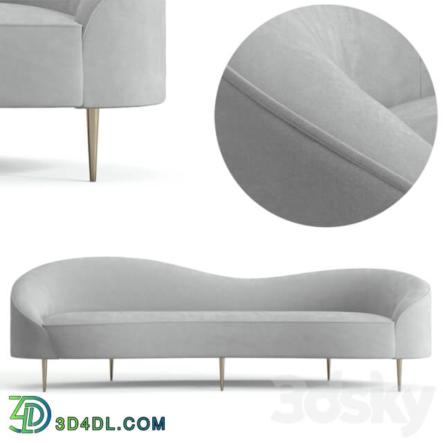 Curvo Light Gray Velvet Sofa