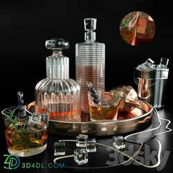 A tray of rum or whiskey. Alcohol 3D Models 