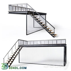 Metal stair with fencing 