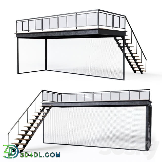 Metal stair with fencing
