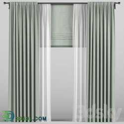 Curtains with tulle and a roman curtain. 