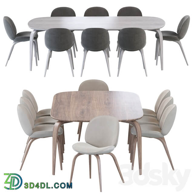 Table Chair Beetle Dining Chair and Gubi Dining Table Elliptical