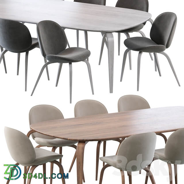 Table Chair Beetle Dining Chair and Gubi Dining Table Elliptical