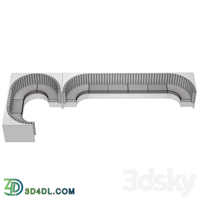 Restaurant Bar Set 01 Part5 Long Sofa with Corner sofa 2 colors Corona Vray