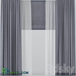 Straight curtains with tulle and roman 