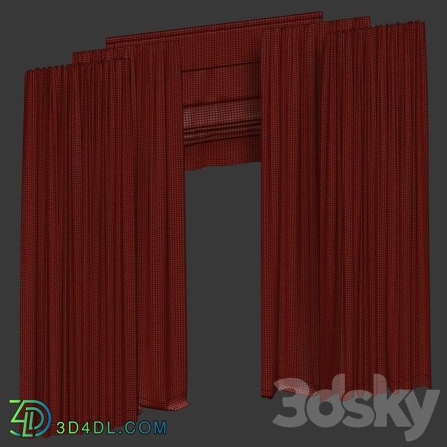 Straight curtains with tulle and roman