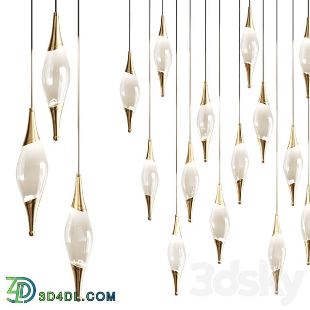 Pendant light Drop pendant lamp with metal tips FAME