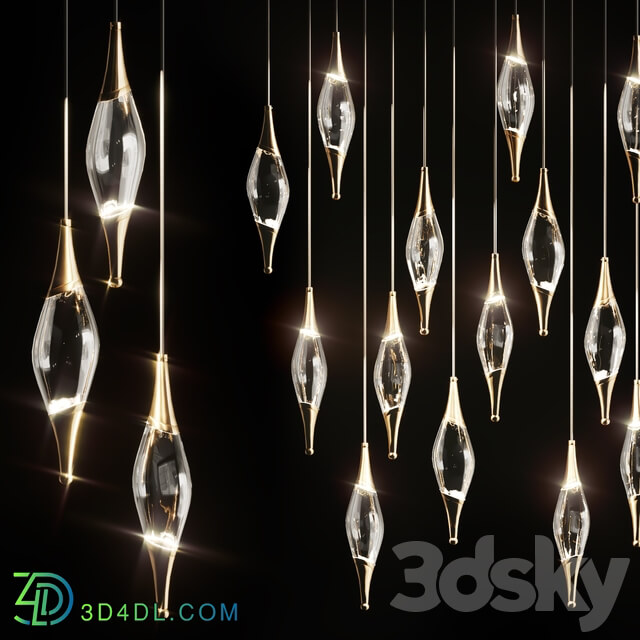 Pendant light Drop pendant lamp with metal tips FAME