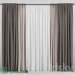 Curtains in two colors with tulle 