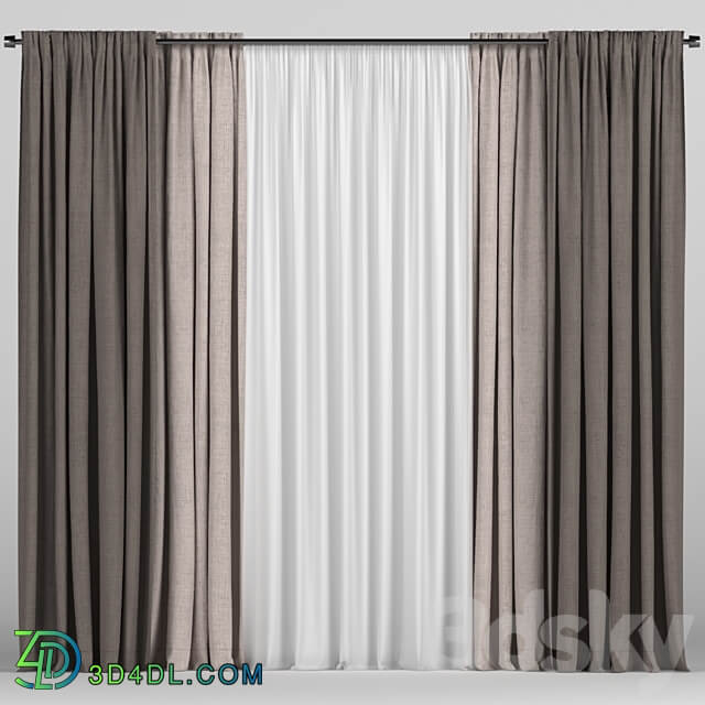 Curtains in two colors with tulle