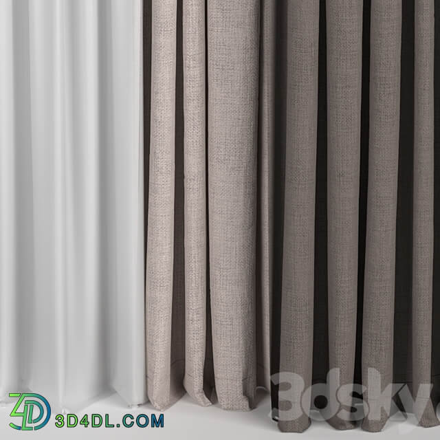 Curtains in two colors with tulle