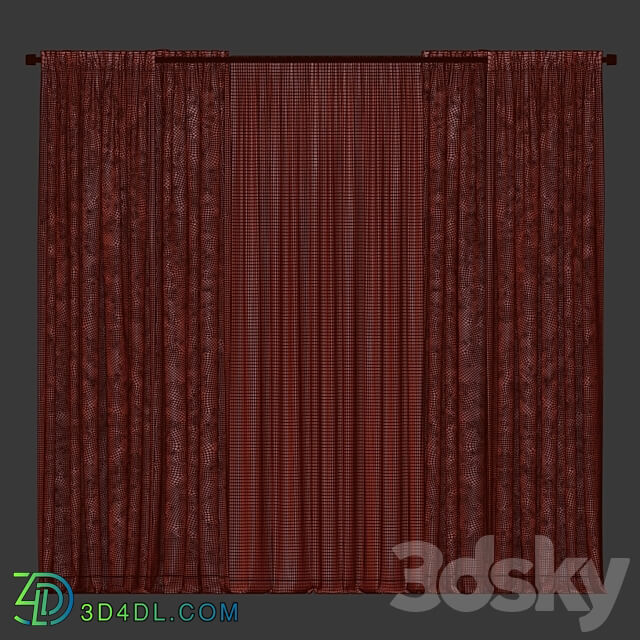 Curtains in two colors with tulle