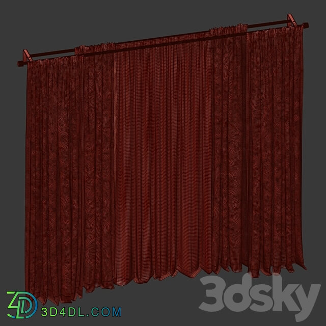 Curtains in two colors with tulle