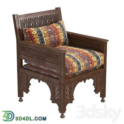 Syrian Inlaid Wooden Chair 