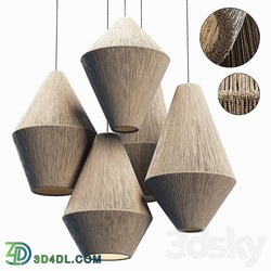 Pendant light Lamp wood rattan wicker Cone n3 