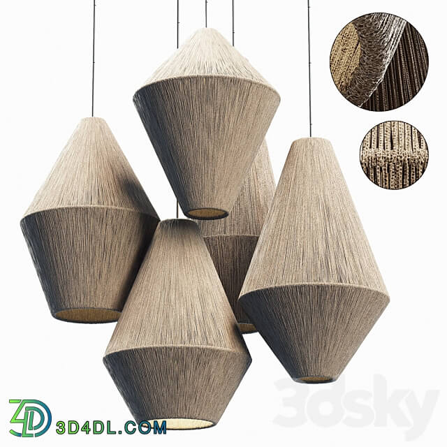 Pendant light Lamp wood rattan wicker Cone n3