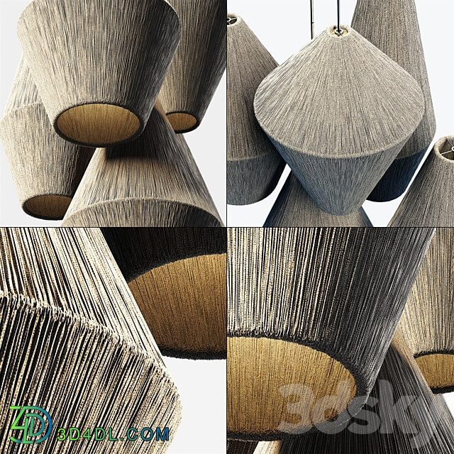 Pendant light Lamp wood rattan wicker Cone n3