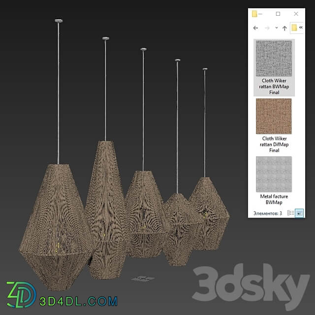 Pendant light Lamp wood rattan wicker Cone n3